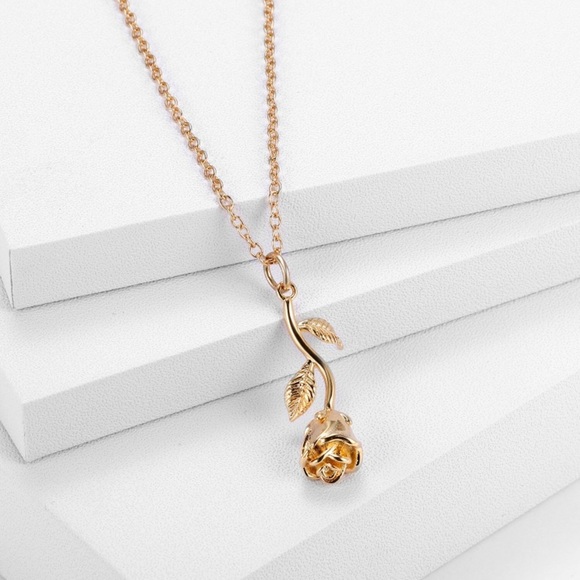 “Beauty & the Beast" Rose Dainty Elegant Necklace - Picture 9 of 12